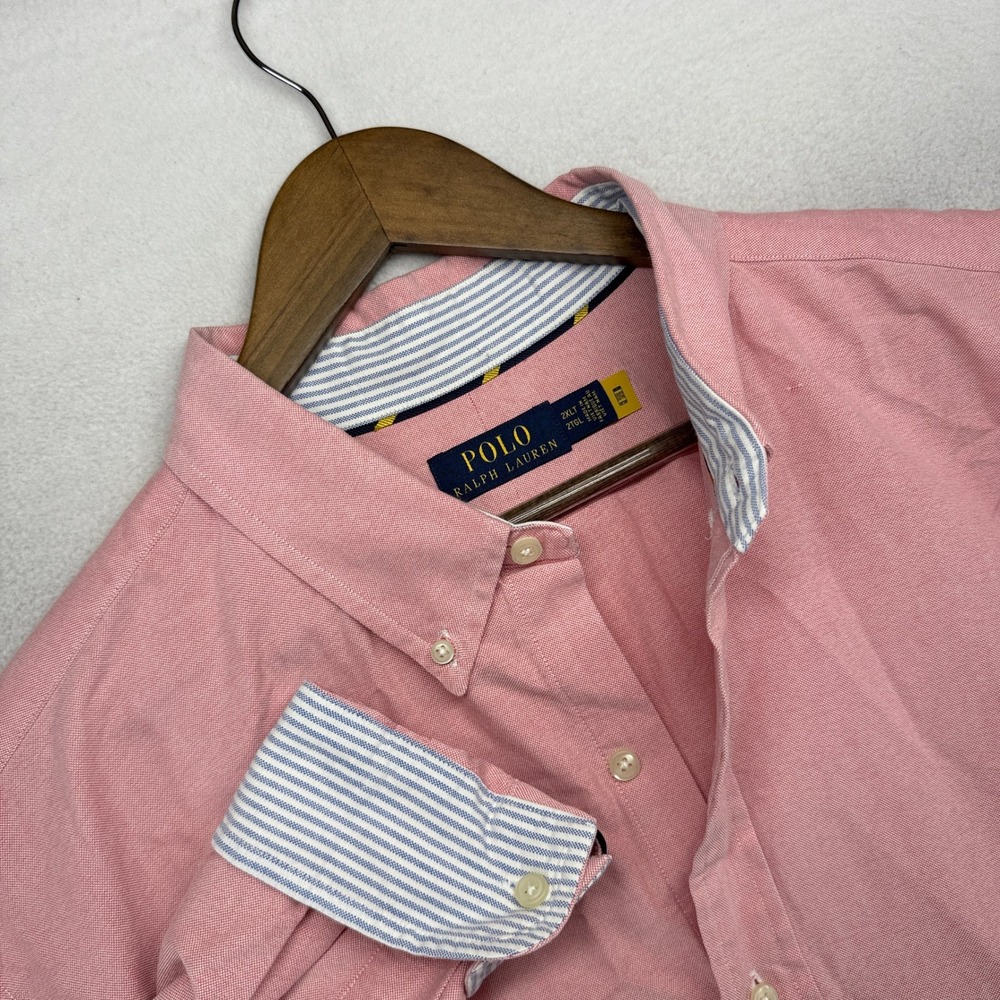 Polo Ralph Lauren Button Down Shirt Mens 2XLT Pink Oxford OCBD Thick Preppy Pony